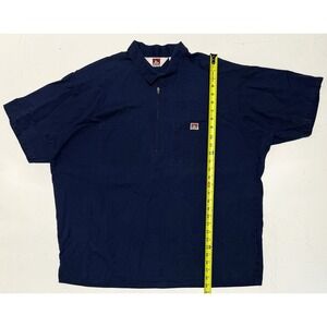 VTG Ben Davis Mens Short‎ Sleeve Half Zip Work Shirt Navy Blue XXL Made in USA